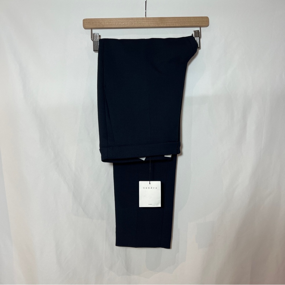 Sandro Paris Womens Straight Leg Trousers Pants in Black Size 40 - Picture 6 of 8